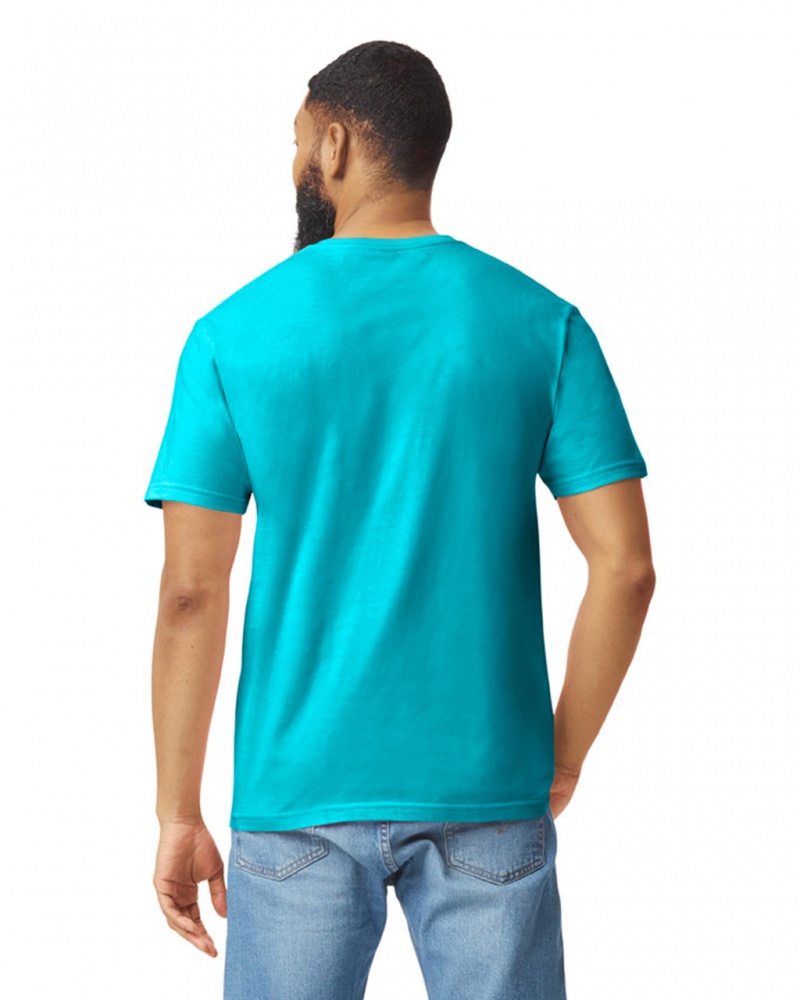 Tropical Blue Gildan 64000 Men's T-Shirts | ZTJH72608