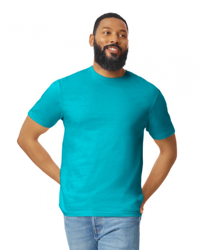 Tropical Blue Gildan 64000 Men\'s T-Shirts | ZTJH72608