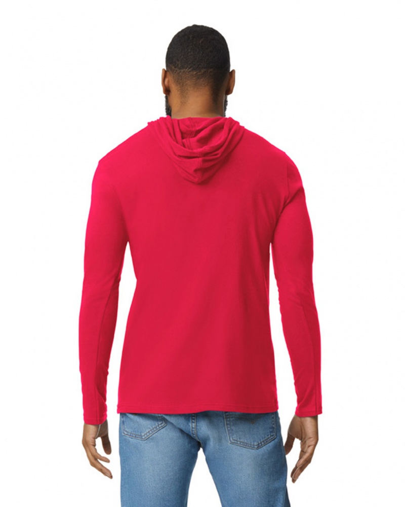 True Red Gildan 987 Long Sleeve Hoodie Men's T-Shirts | KERW67203