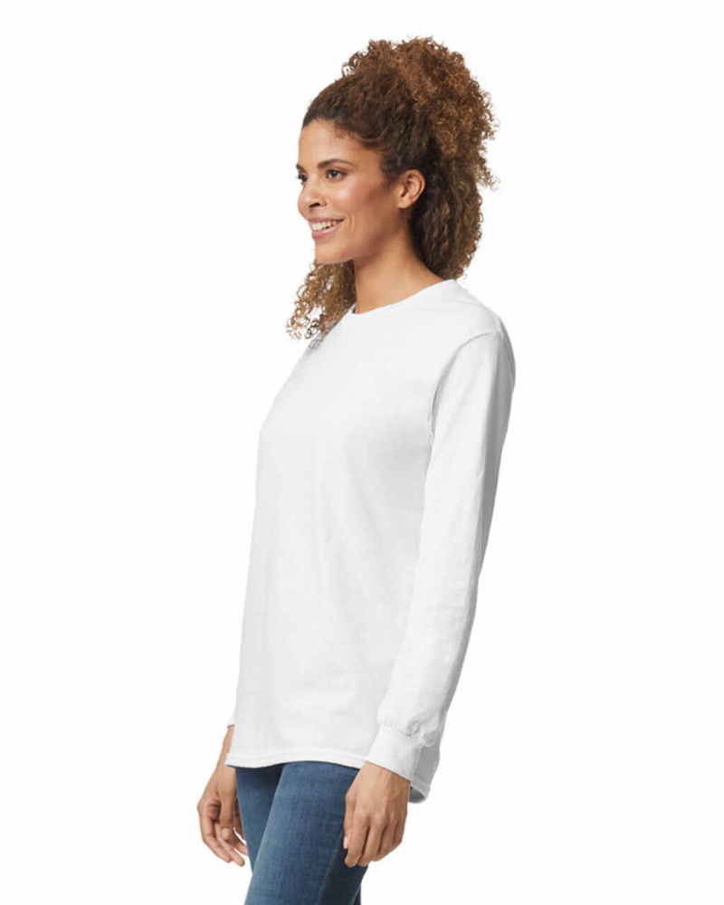 White Gildan 2400 Long Sleeve Women's T-Shirts | PLBI78946