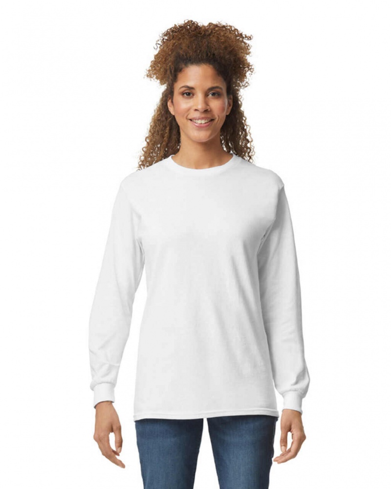 White Gildan 2400 Long Sleeve Women\'s T-Shirts | PLBI78946