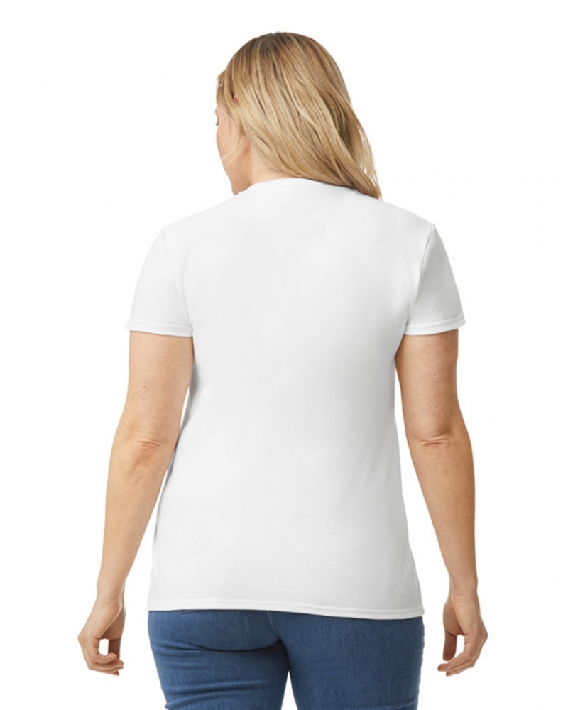 White Gildan 5000L Women's T-Shirts | RMZW20387