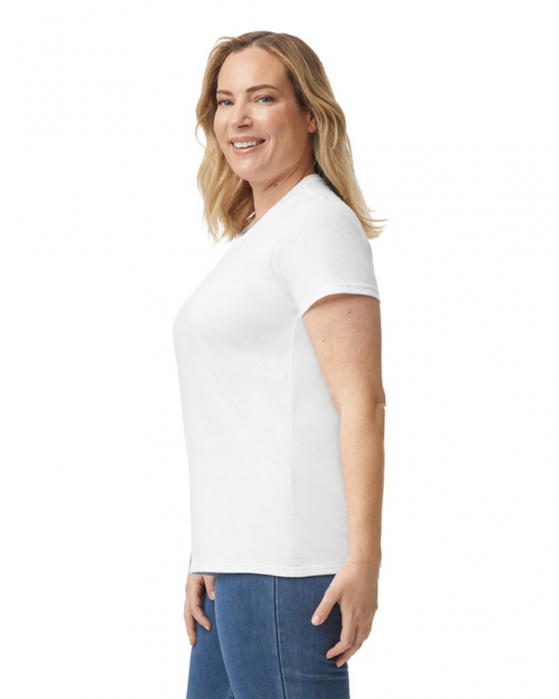 White Gildan 5000L Women's T-Shirts | RMZW20387