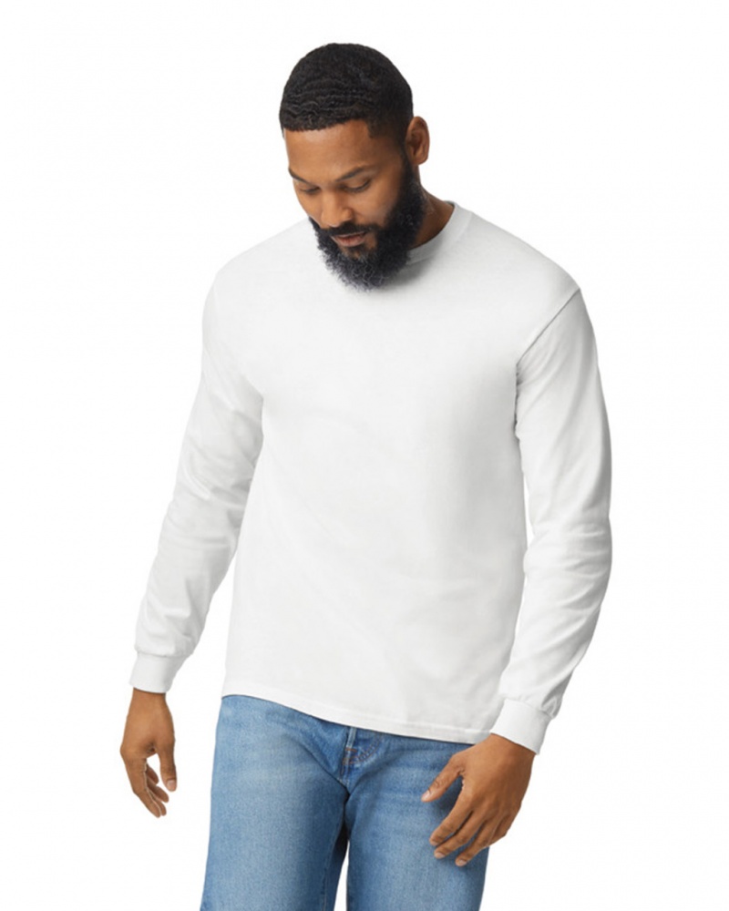 White Gildan 5400 Long Sleeve Men's T-Shirts | RUJP29658