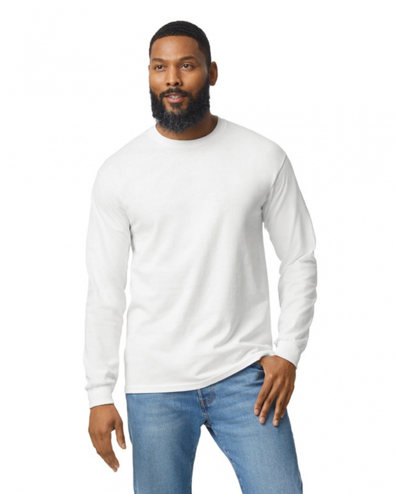 White Gildan 5400 Long Sleeve Men\'s T-Shirts | RUJP29658