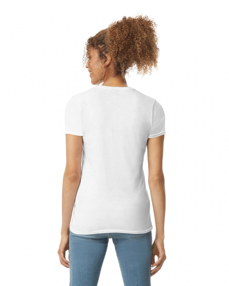 White Gildan 64000L Women's T-Shirts | INUO54062