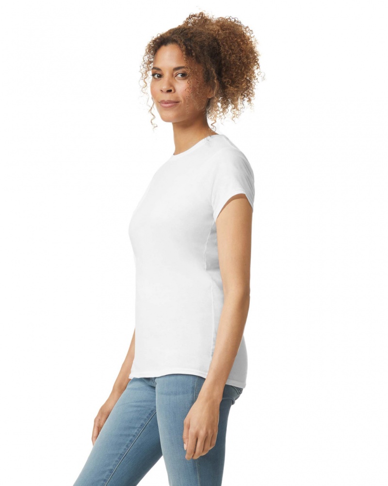 White Gildan 64000L Women's T-Shirts | INUO54062