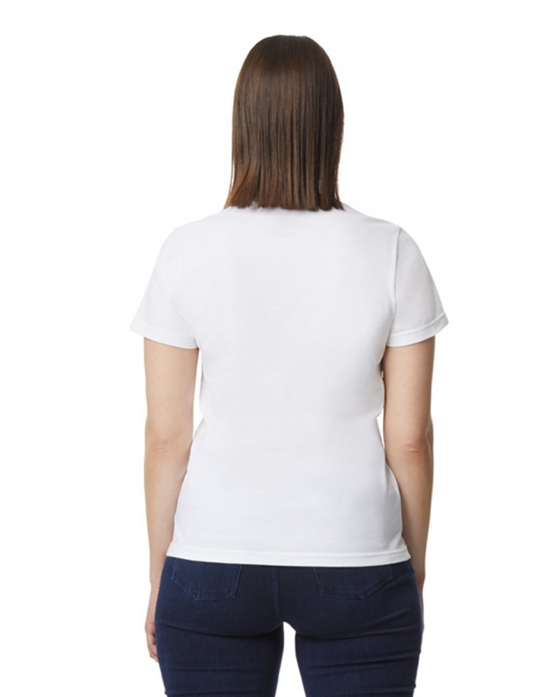 White Gildan 65000L Midweight Women's T-Shirts | TODY95026