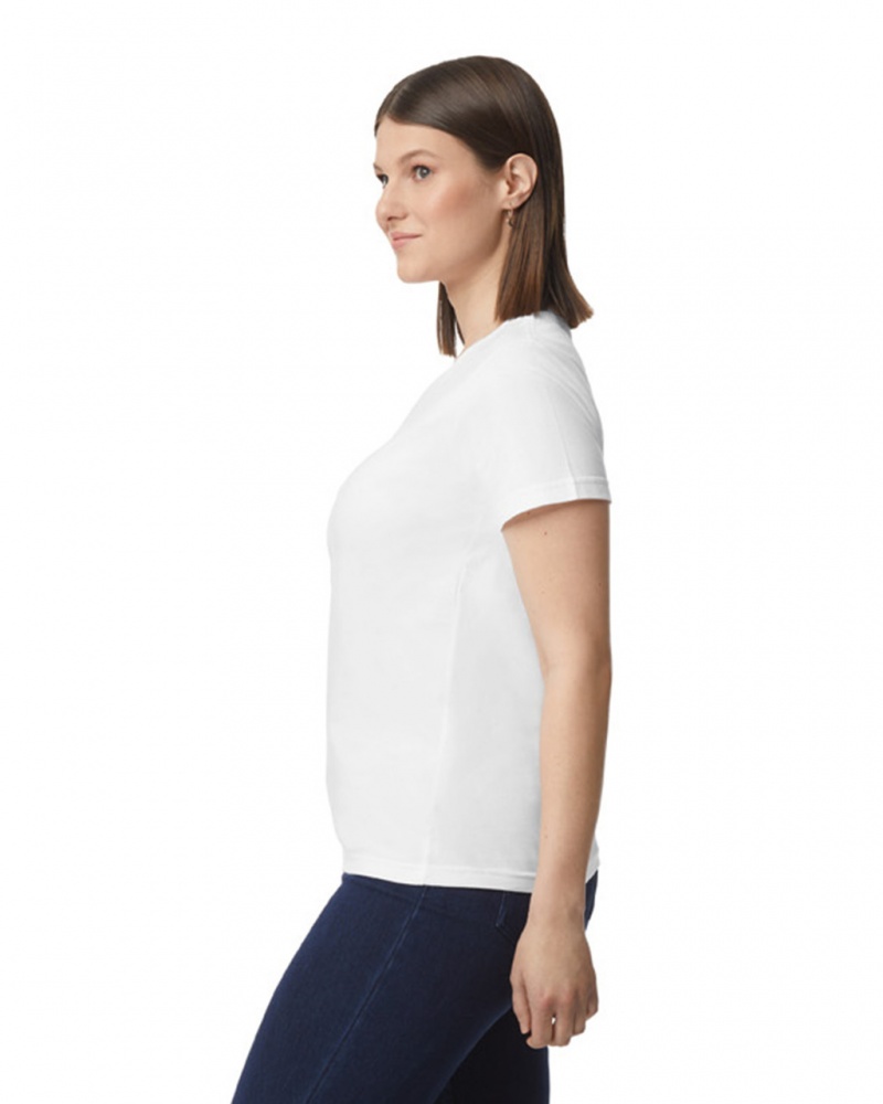 White Gildan 65000L Midweight Women's T-Shirts | TODY95026