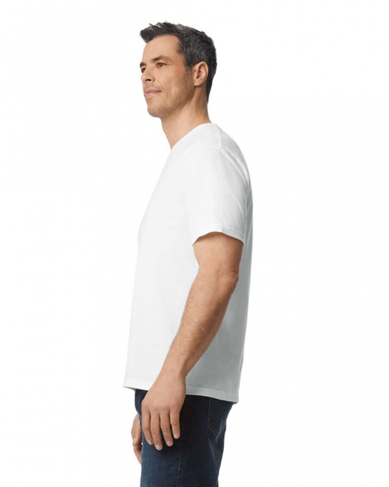 White Gildan 65000 Midweight Men's T-Shirts | JRFD63927