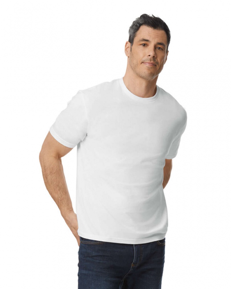 White Gildan 65000 Midweight Men\'s T-Shirts | JRFD63927