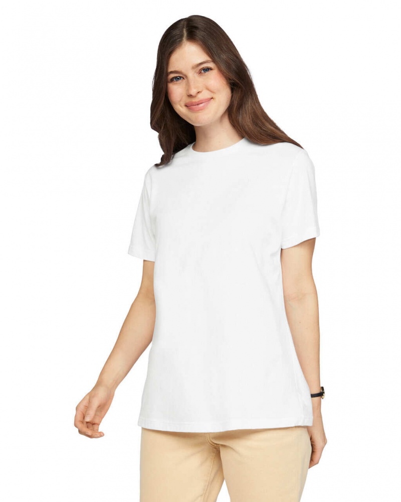 White Gildan 67000L CVC Women's T-Shirts | KTPA25763