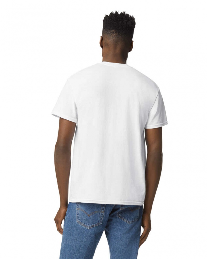 White Gildan 8000 Men's T-Shirts | HURK25647