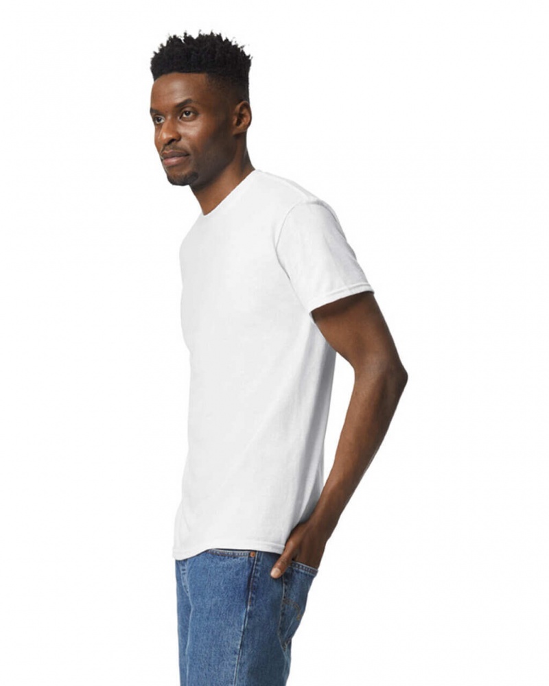 White Gildan 8000 Men's T-Shirts | HURK25647