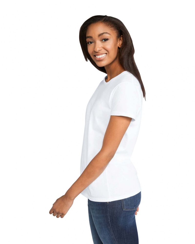 White Gildan 880 Women's T-Shirts | NLTV32176