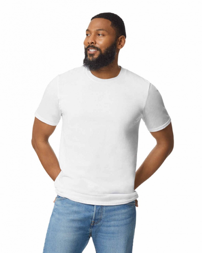 White Gildan 980 Men's T-Shirts | MZDK53072