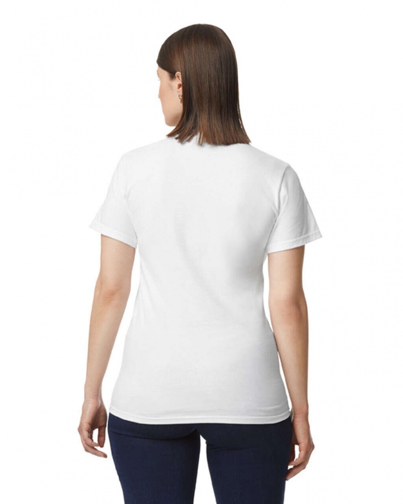 White Gildan H000 Women's T-Shirts | TSQY42736