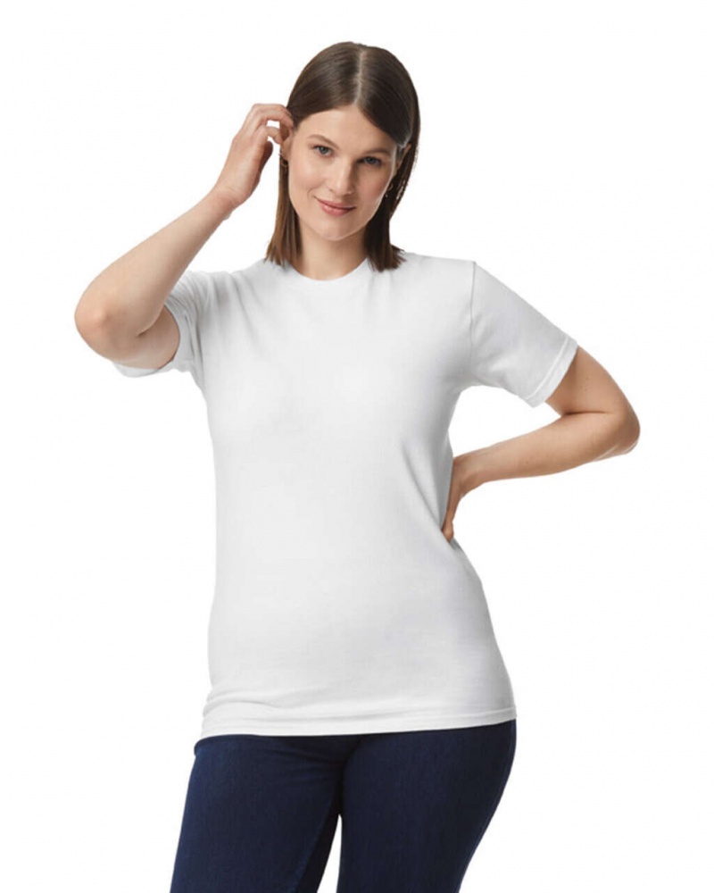 White Gildan H000 Women's T-Shirts | TSQY42736