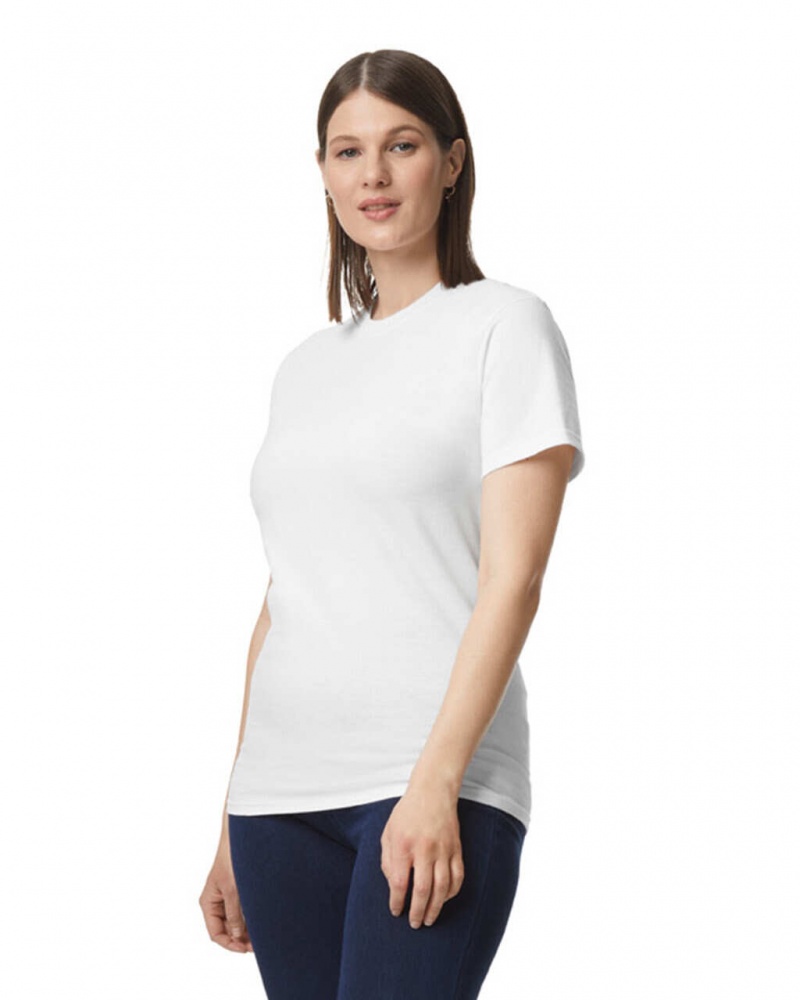 White Gildan H000 Women's T-Shirts | TSQY42736