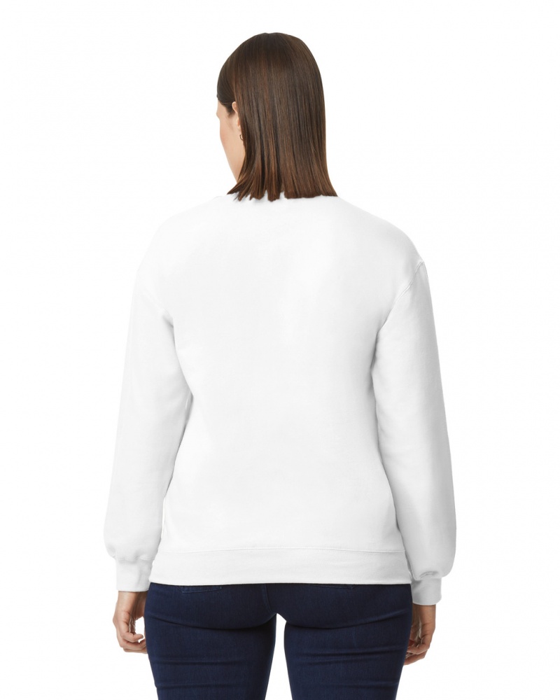 White Gildan SF000 Midweight Fleece Crewneck Women's Sweatshirt | DUJS47632