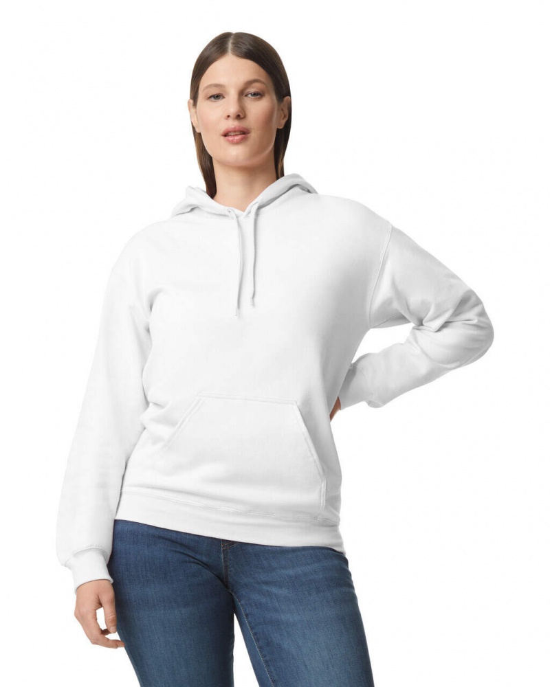 White Gildan SF500 Midweight Fleece Women\'s Hoodie | PAQD24603