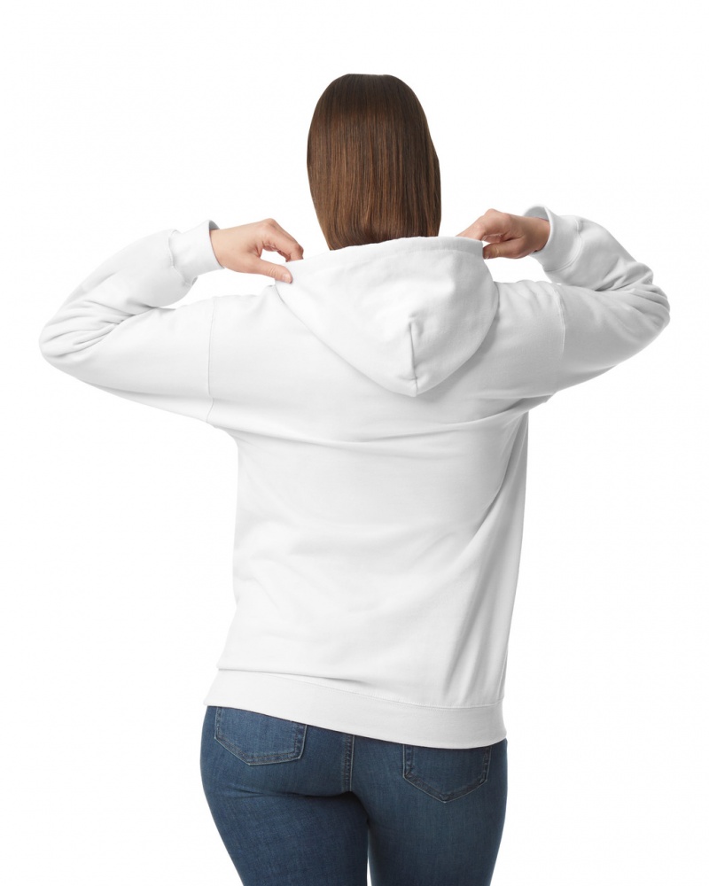 White Gildan SF500 Midweight Fleece Women's Hoodie | FGBK69570